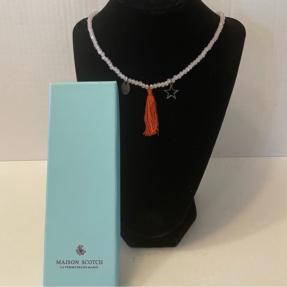 Rose Quartz Maison Scotch/Scotch & Soda Necklace with Tassel